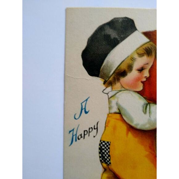 Halloween Postcard Ellen Clapsaddle Antique Wolf Series 1 Unused Child With JOL - Picture 3 of 8